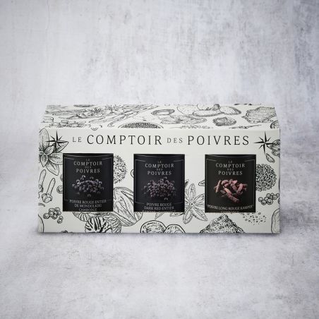 Coffret 3 poivres rouges d'exception Coffret 3 poivres rouges d'exception