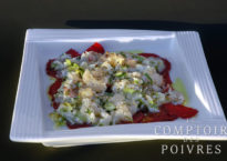 Loup mariné sur carpaccio de betterave